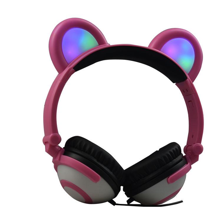 Наушники LINX Bear Ear Headphone с ушками LED подсветка Розовый (SUN1862) - фото 4