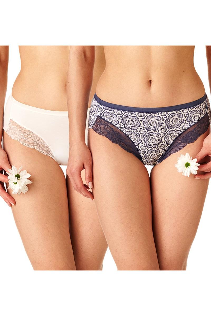 Трусики сліп Key р. 4/L 2 шт. Шампань/Синій (79334)