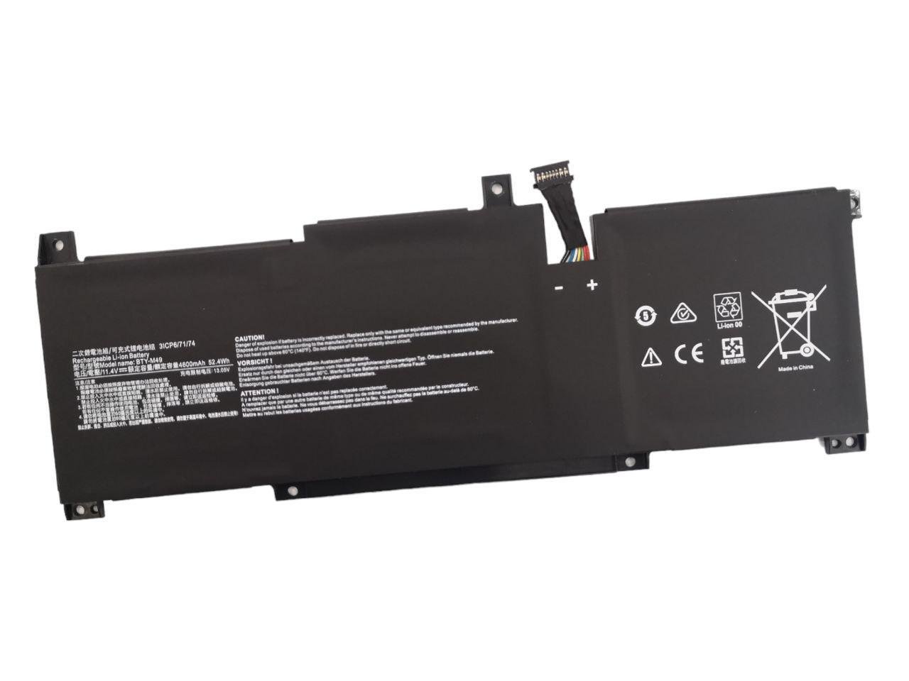 Аккумулятор для MSI Prestige 14 A10SC/A10SC-009/B10MW/B10MW-017US/BTY-M49 4600 mAh 52,4Wh (000010364)