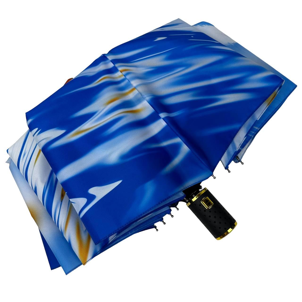 Зонт женский автомат Rain Flower с ромашками в подарочной упаковке с платком Голубой (01020-6) - фото 7