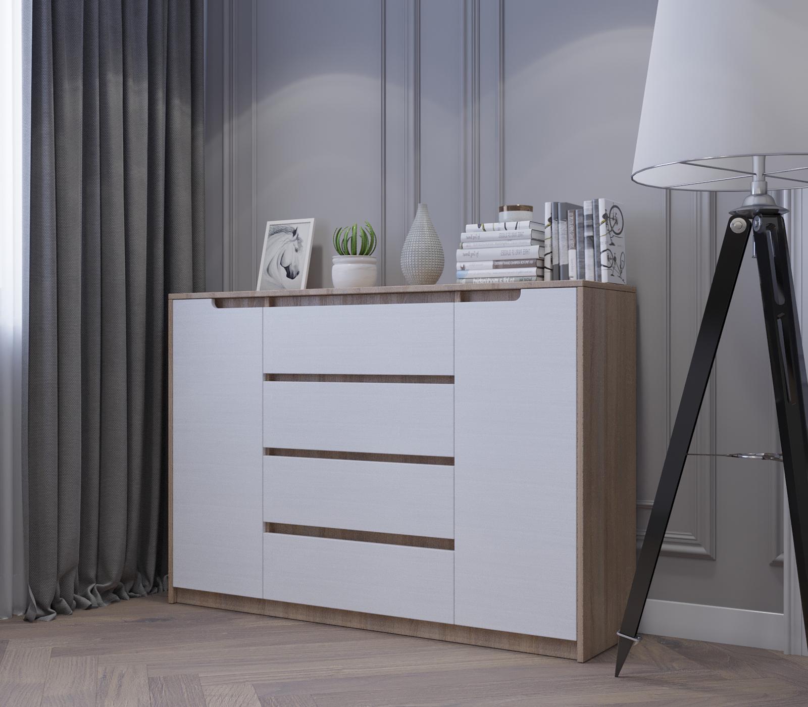 Комод для дома Эверест Микс-3 Сонома/Белый (EVR-2004) - фото 4 Комод для дома Эверест Микс-3 Сонома/Белый (EVR-2004) - фото 4