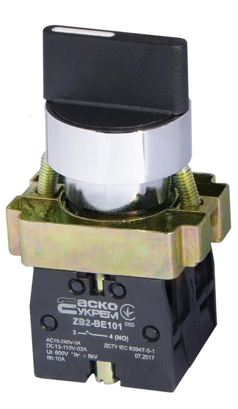 Переключатель IO-II АСКО-Укрем XB2-BD53 2NO 22 мм 3 положение с черным (A0140010045)