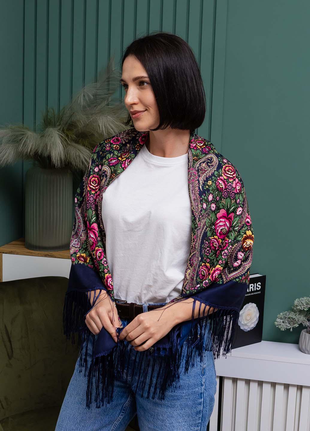 Платок украинский с бахромой Пион 110х110 см (П11040-14)