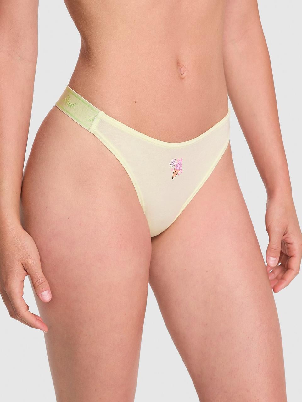 Трусики женские Victoria's Secret Logo Cotton Shine High-Leg Thong M Желтый (282995498793)