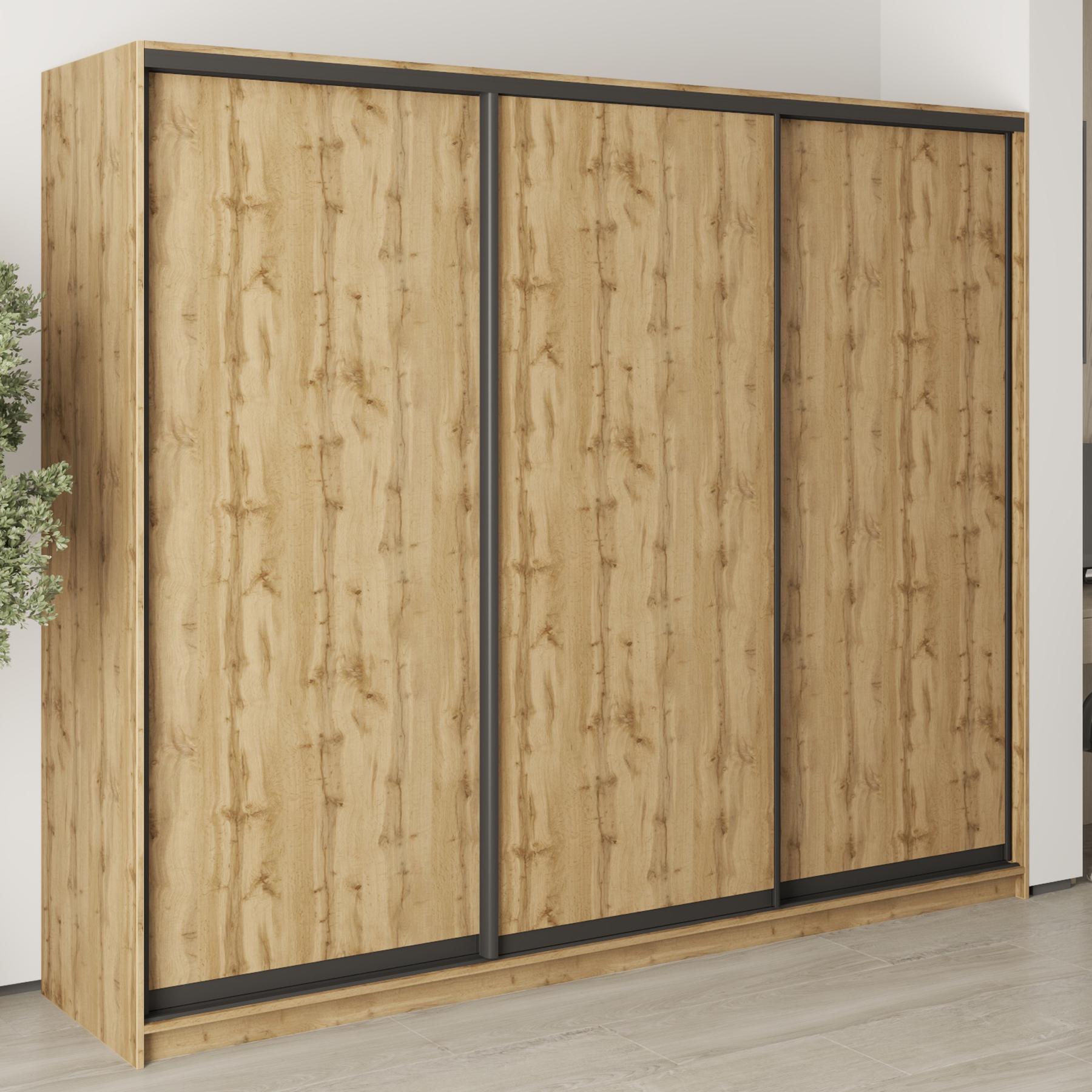 Шкаф-купе трехдверный MebelStar Уни BG 3 ДСП 250x60x210 см Дуб тахо (MBS-7965)