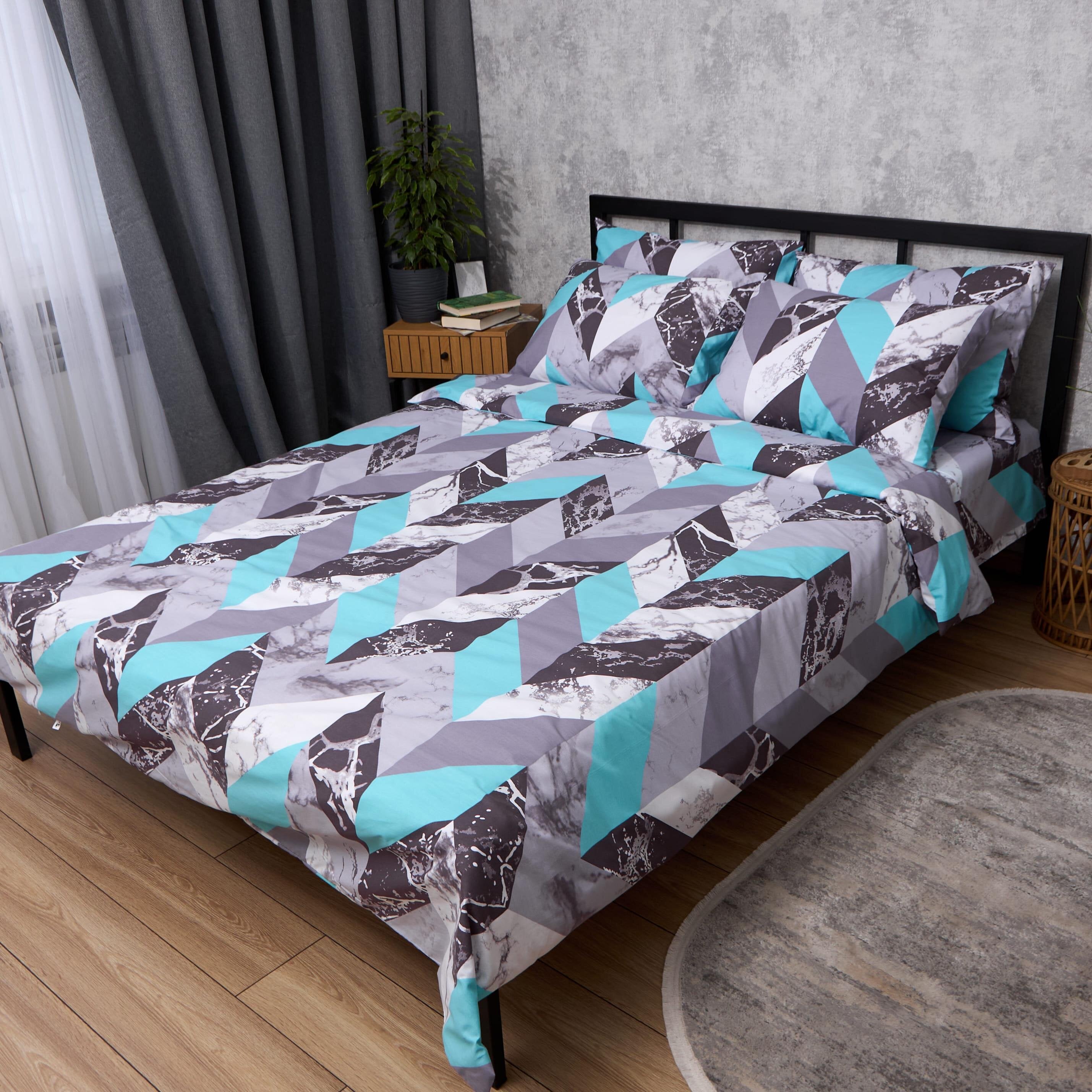 Комплект постельного белья Moon&Star Бязь Gold Люкс Aqua Loft полуторный 143х210 см наволочки 2 шт. (MS-820013142)