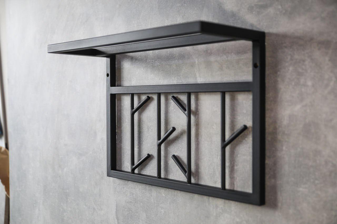 Вішалка металева в стилі лофт із рухомими гачками 50х20х35 см (ML-93.2) - фото 4