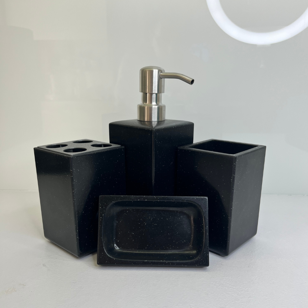 Набор аксессуаров AKVATIKA для ванной комнаты из камня 4 пр. Черный (nabir-black-4)