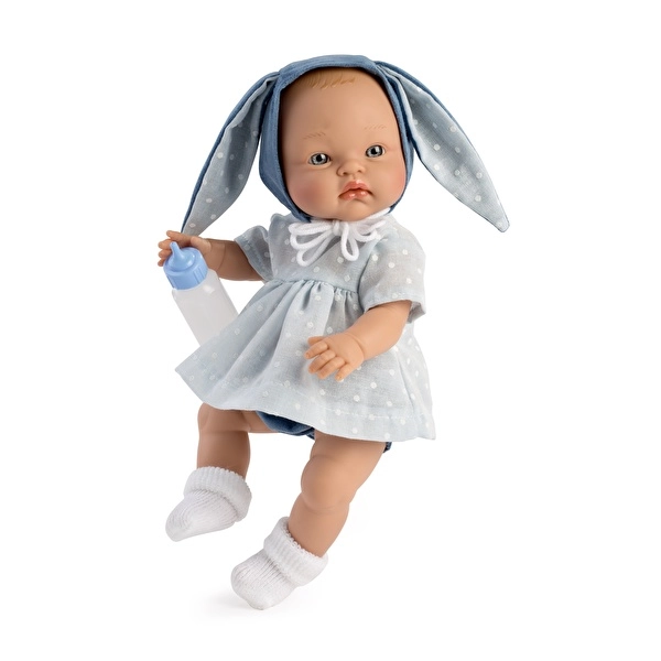 Пупс ASIVIL Alex з вінілу в світло-блакитній сукні з капюшоном та вушками 36 см (150-98-0526060) Пупс ASIVIL Alex з вінілу в світло-блакитній сукні з капюшоном та вушками 36 см (150-98-0526060)