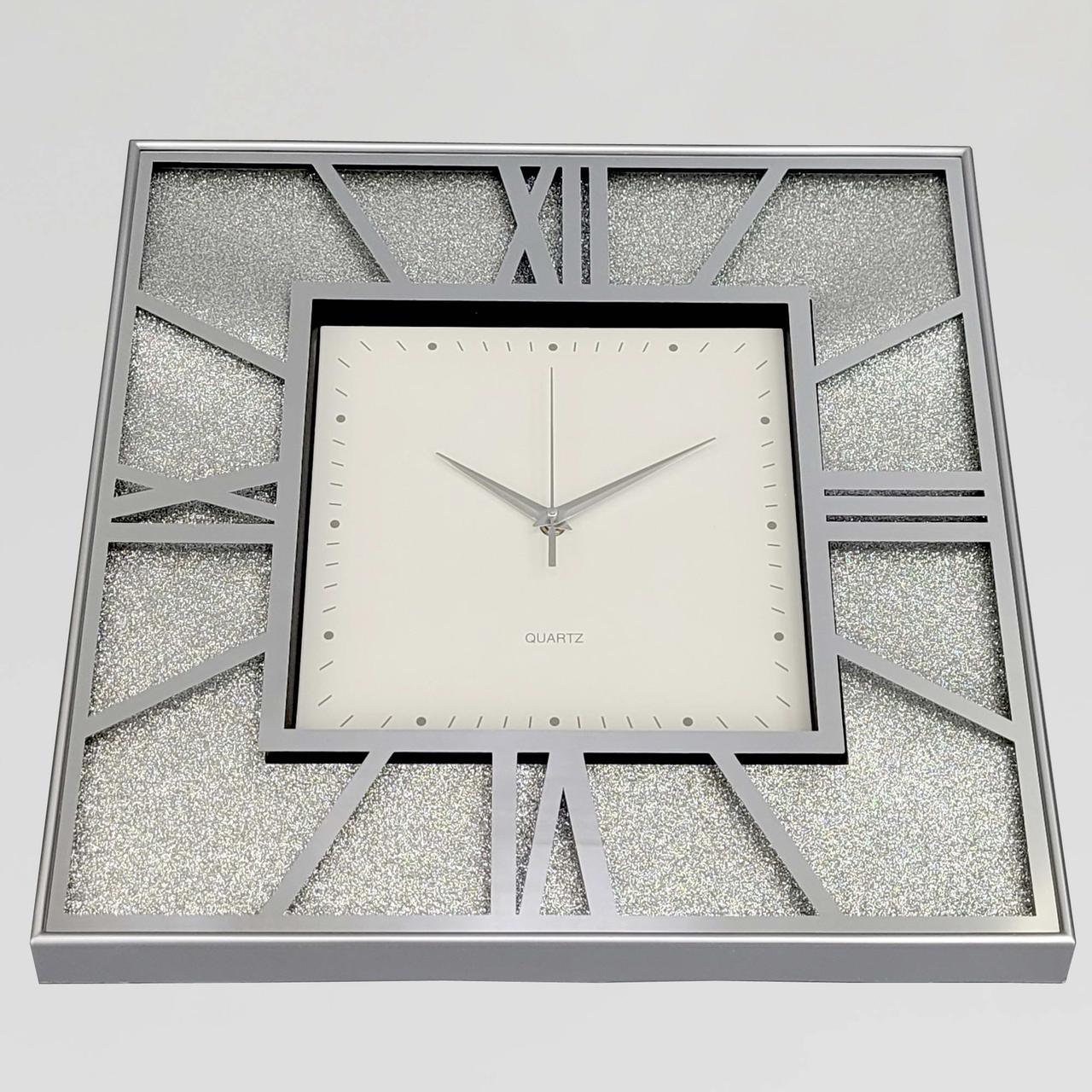 Часы настенные зеркальные OV-0095 с блестками бесшумные 47,8 см (2861666990)