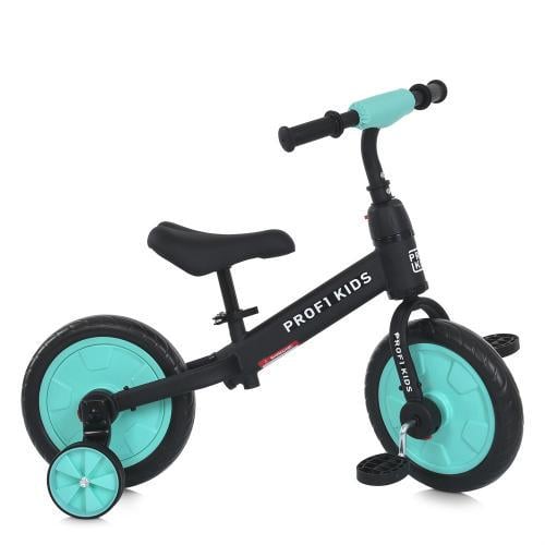 Велосипед-біговел дитячий PROFI KIDS MBB 1012-1 2в1 Чорний/Бірюзовий