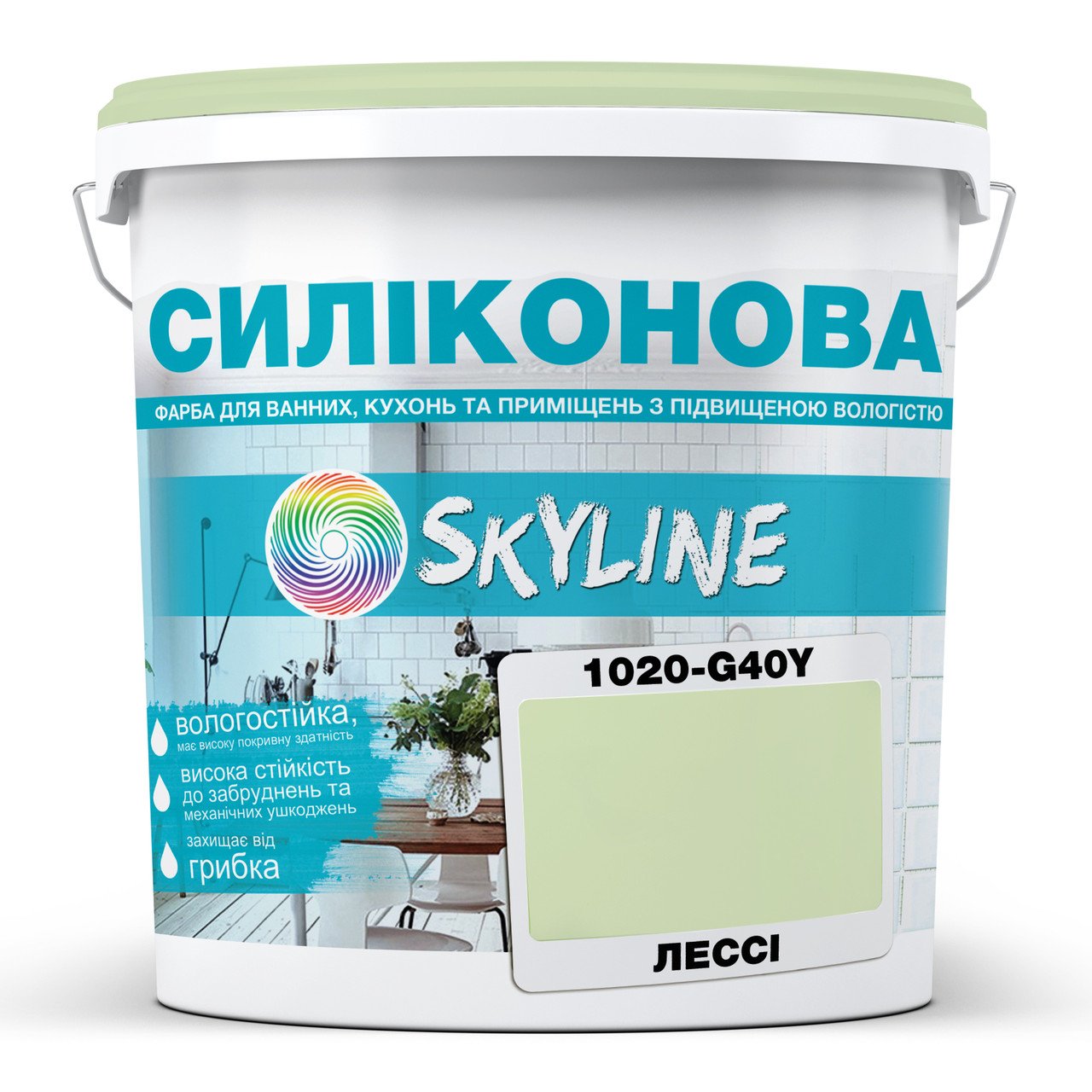 Краска для влажных помещений Skyline 1020-G40Y 3 л Лесси (686b90ace1a1ec59497f9df6) - фото 1