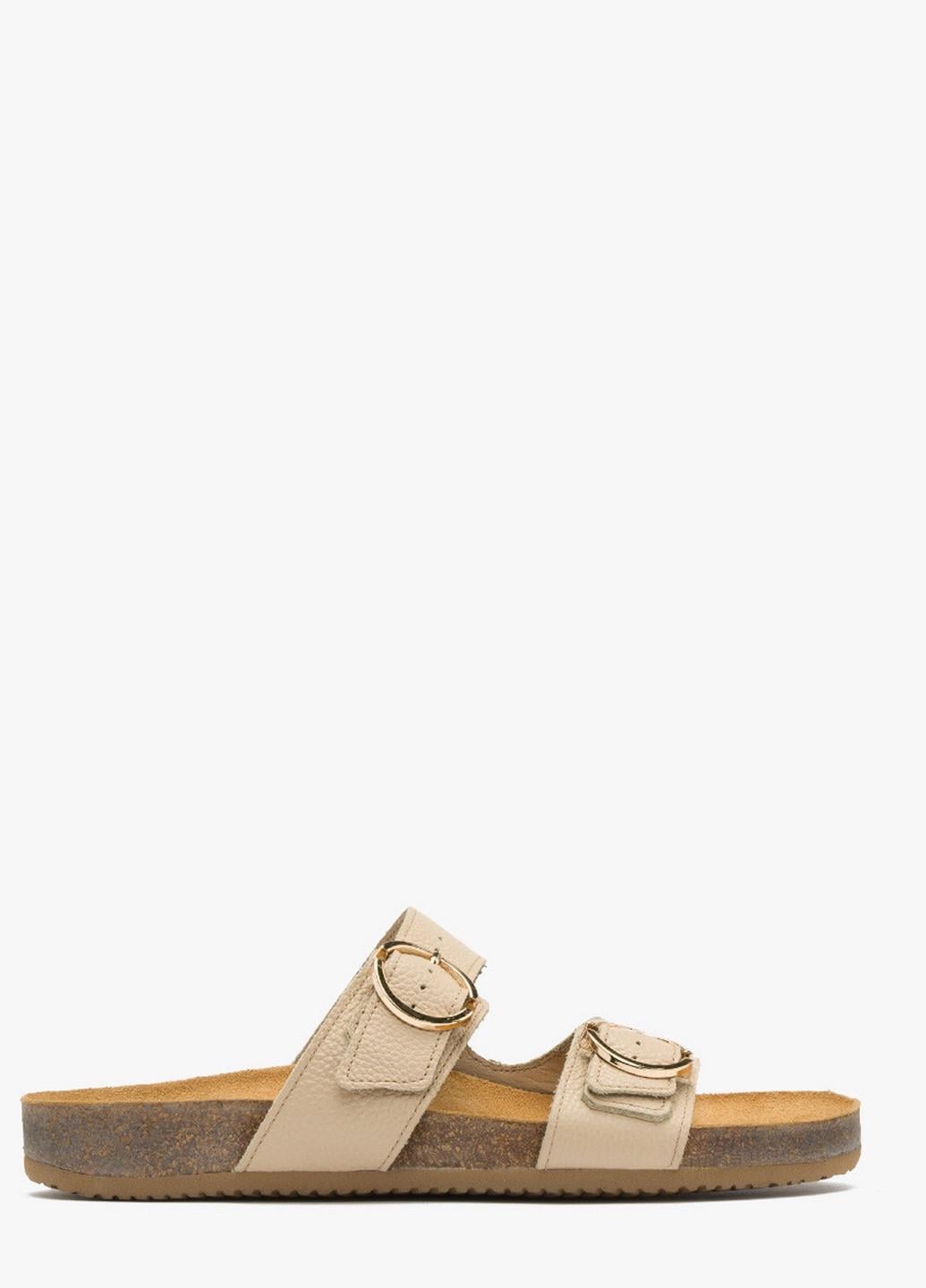 Шлепанцы женские кожаные RYLKO с пряжками р. 39 Бежевый (1WFA3_B_ _JE8)