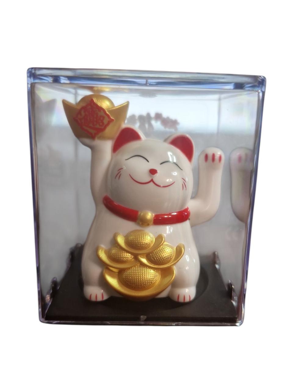 Статуэтка Фэн-Шуй Манеки Неко на солнечной батарее 5 см Белый Статуэтка Фэн-Шуй Манеки Неко на солнечной батарее 5 см Белый