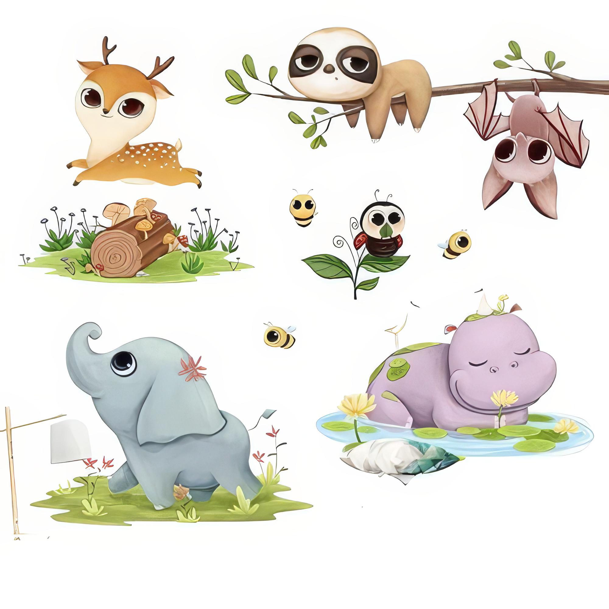 Набір вінілових наліпок Звірята на прогулянці в дитячу кімнату на стіну для хлопчиків і дівчаток 30х90 см Набір вінілових наліпок Звірята на прогулянці в дитячу кімнату на стіну для хлопчиків і дівчаток 30х90 см