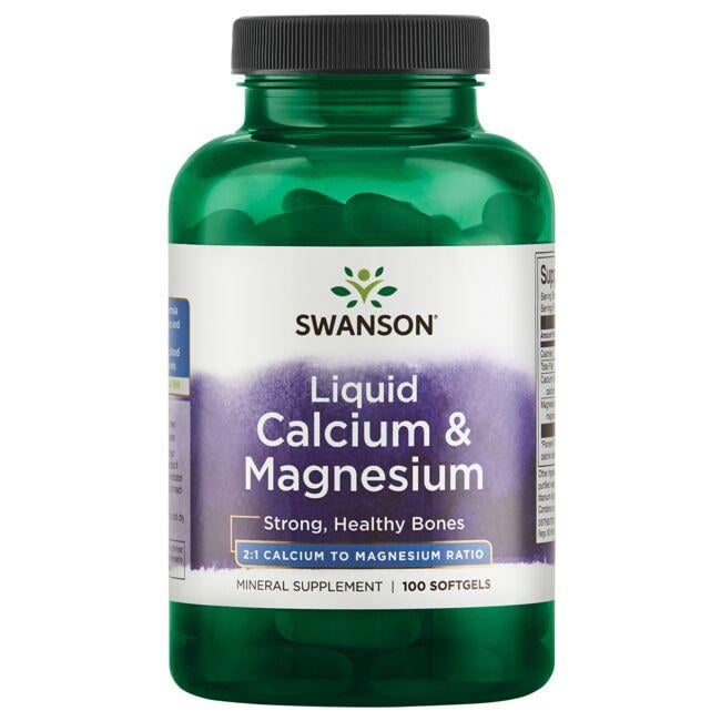 Микроэлемент Кальций Swanson Liquid Calcium & Magnesium 300/150 100 Softgels