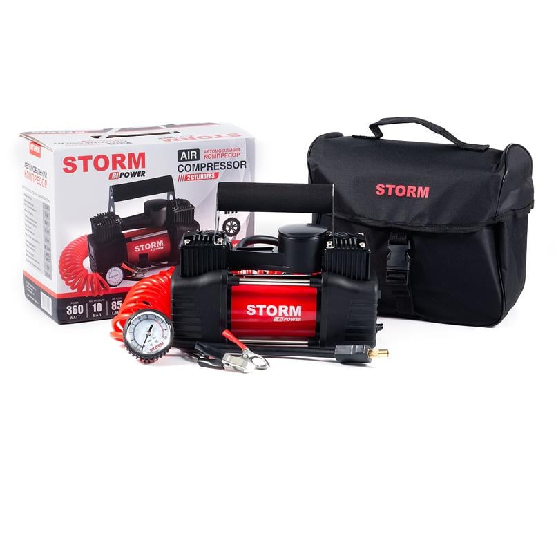 Автокомпресор двопоршневий Storm Bi-Power 10 Атм 85 л/хв 360 Вт