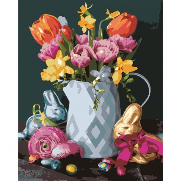 Набор для росписи по номерам Strateg Цветы на Пасху 40х50 см (VA-2733-mt)