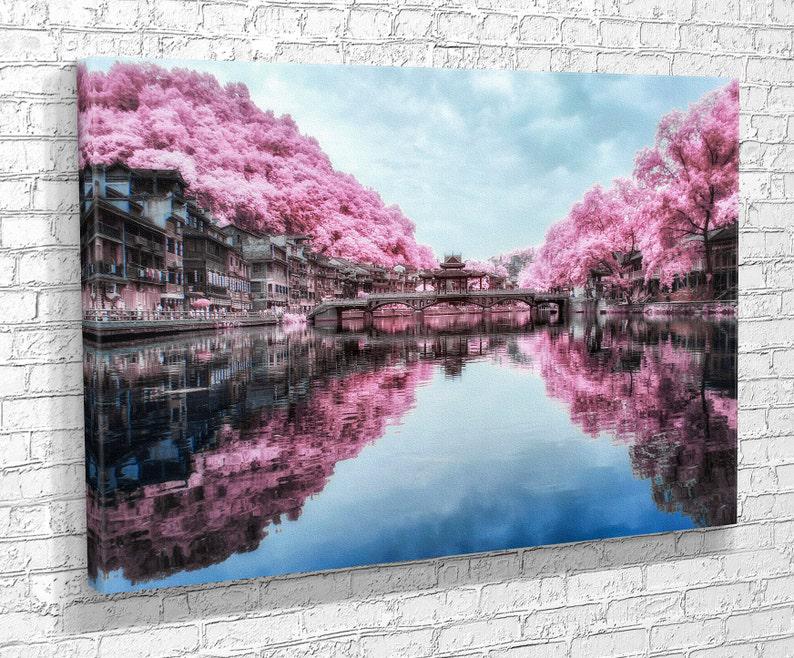 Картина для интерьера Сакуры на берегу 120x80 см (779)