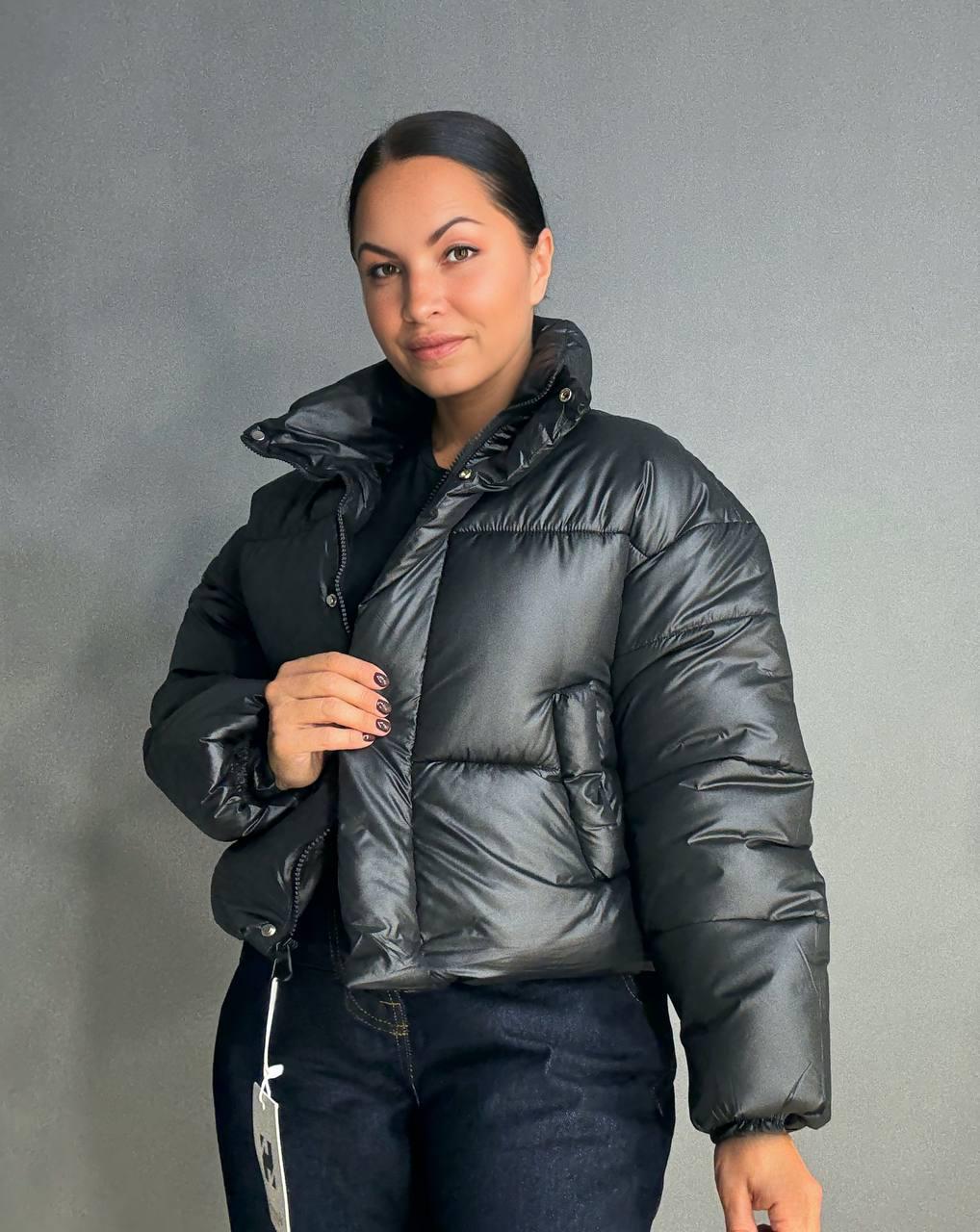 Куртка женская HAIZIYUAN 8606 короткая пуффер с воротником XL Черный (4791) - фото 9 Куртка женская HAIZIYUAN 8606 короткая пуффер с воротником XL Черный (4791) - фото 9