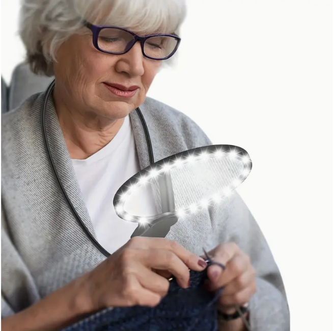 Лупа на шею с гибкой крепью и подсветкой 13 см 24 LED аккумуляторная USB (Н-1209)