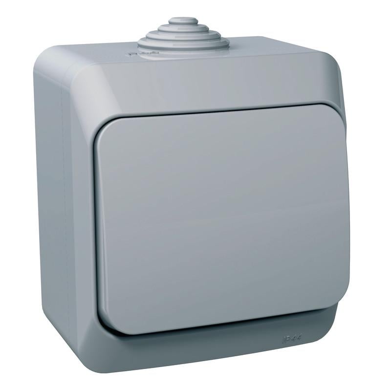 Выключатель накладной Schneider Electric Cedar Plus 1-клавишный PA6 IP44 Серый (WDE000610)