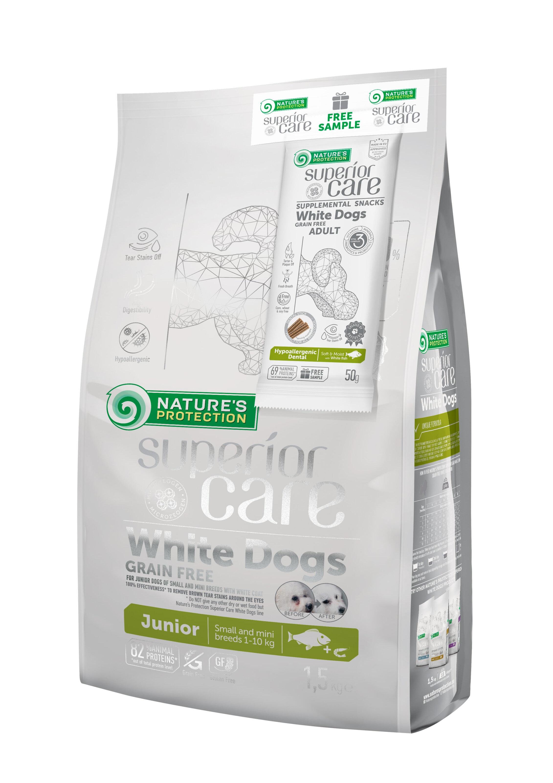 Сухой корм Superior Care White Dogs Grain Free Junior Small and Mini Breeds для щенков малых пород с белой расцветкой шерсти 1,5 кг