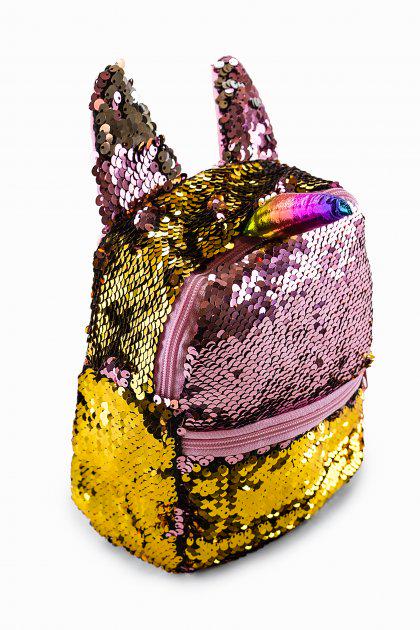 Дитячий рюкзак перевертиш з паєтками Єдиноріжка Пудровий/Золотий - фото 2 Дитячий рюкзак перевертиш з паєтками Єдиноріжка Пудровий/Золотий - фото 2