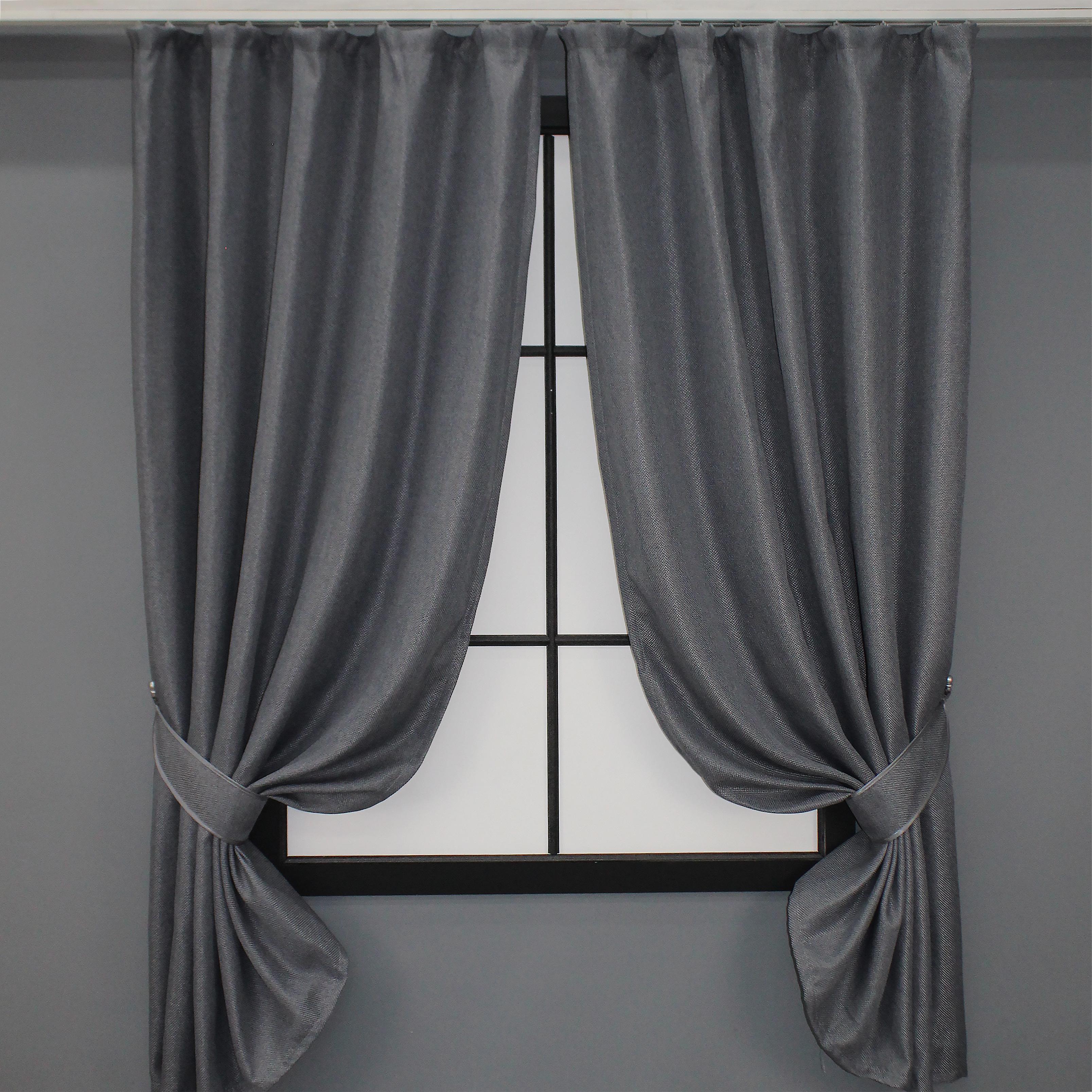 Комплект коротких штор VR-Textil Лен-блэкаут № 1355ш 130х170 см 2 шт. Серо-голубой (35-0101)