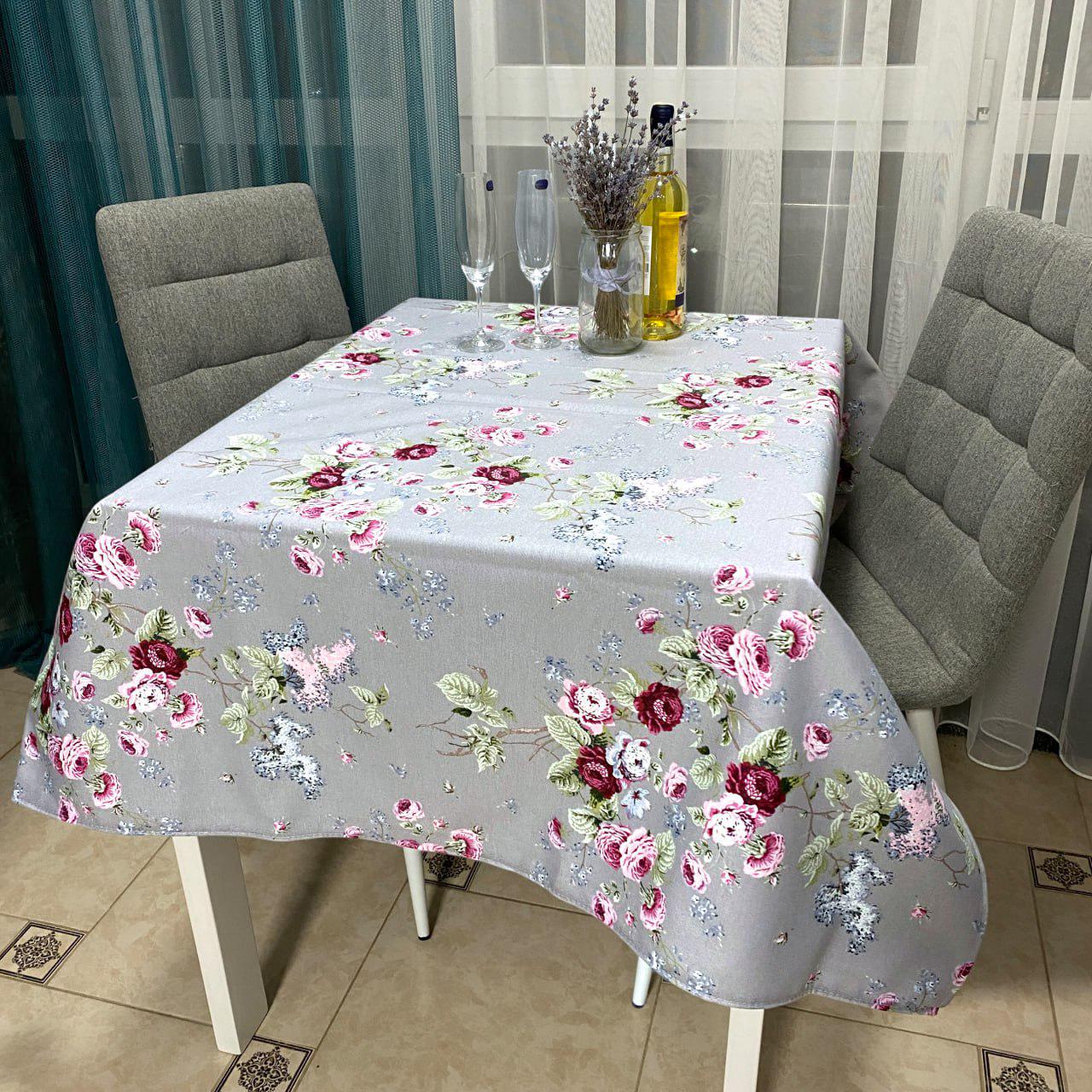 Скатерть тефлоновая Розовые цветы 120x175 см (58-67-теф_ск_р_кв_120x175)