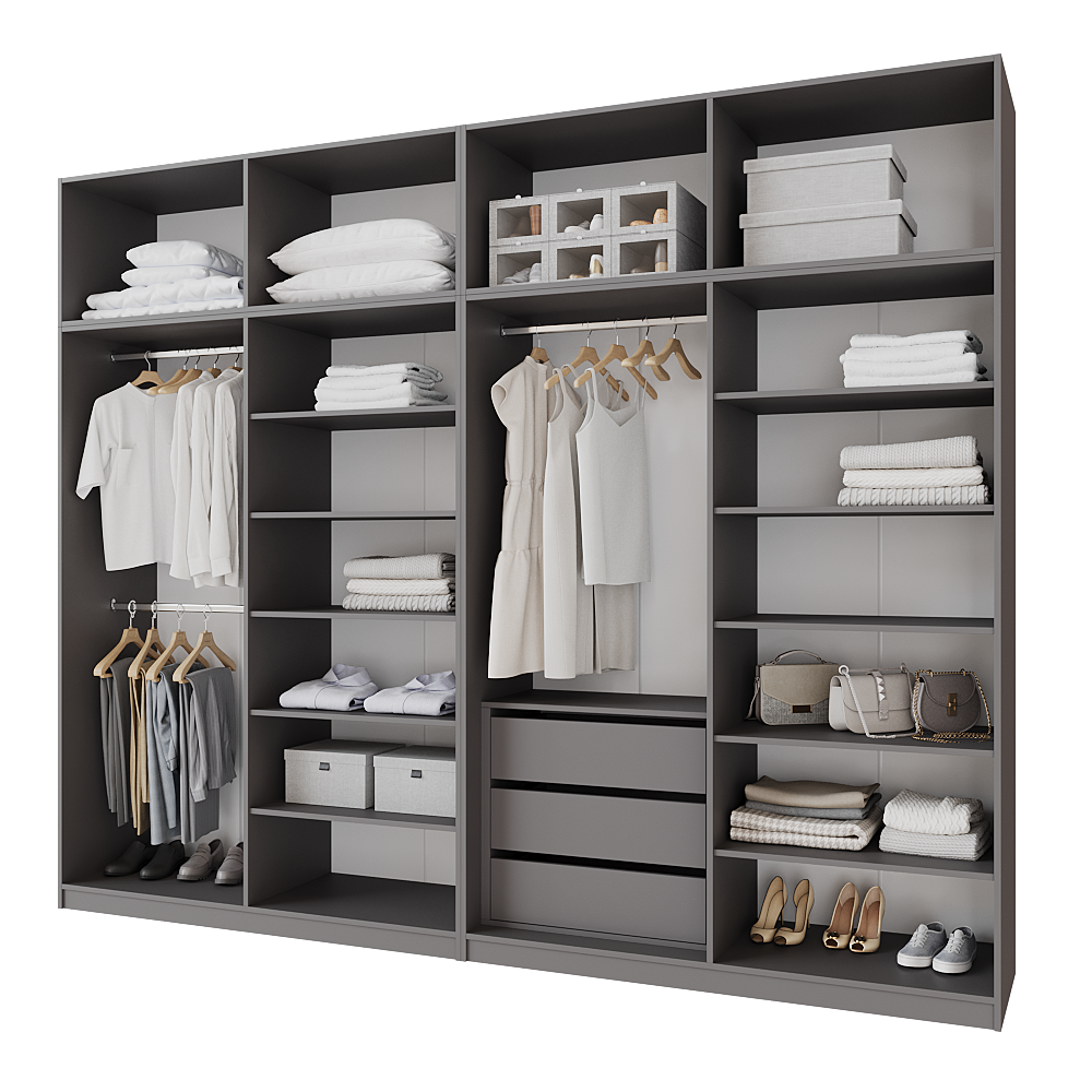 Шкаф распашной с тумбой и антресолью Меблітренд Чиназес Чита-3200.5 3200х500х2550 мм Графит/Белый (27707470) - фото 2 Шкаф распашной с тумбой и антресолью Меблітренд Чиназес Чита-3200.5 3200х500х2550 мм Графит/Белый (27707470) - фото 2