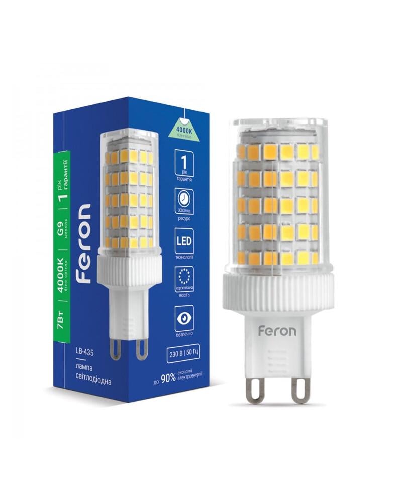Світлодіодна лампочка Feron LB-435 Bulb G9 7W 4000K 650Lm IP20 (23875847)