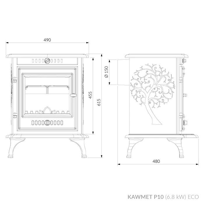 Печь-камин чугунная KAWMET P10 ECO 6,8 kW (13468692) - фото 9