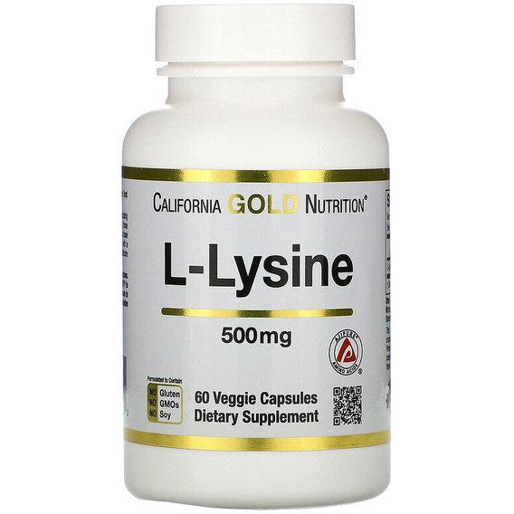 Лизин California Gold Nutrition L-Lysine 500 мг 60 Veg Caps CGN01132