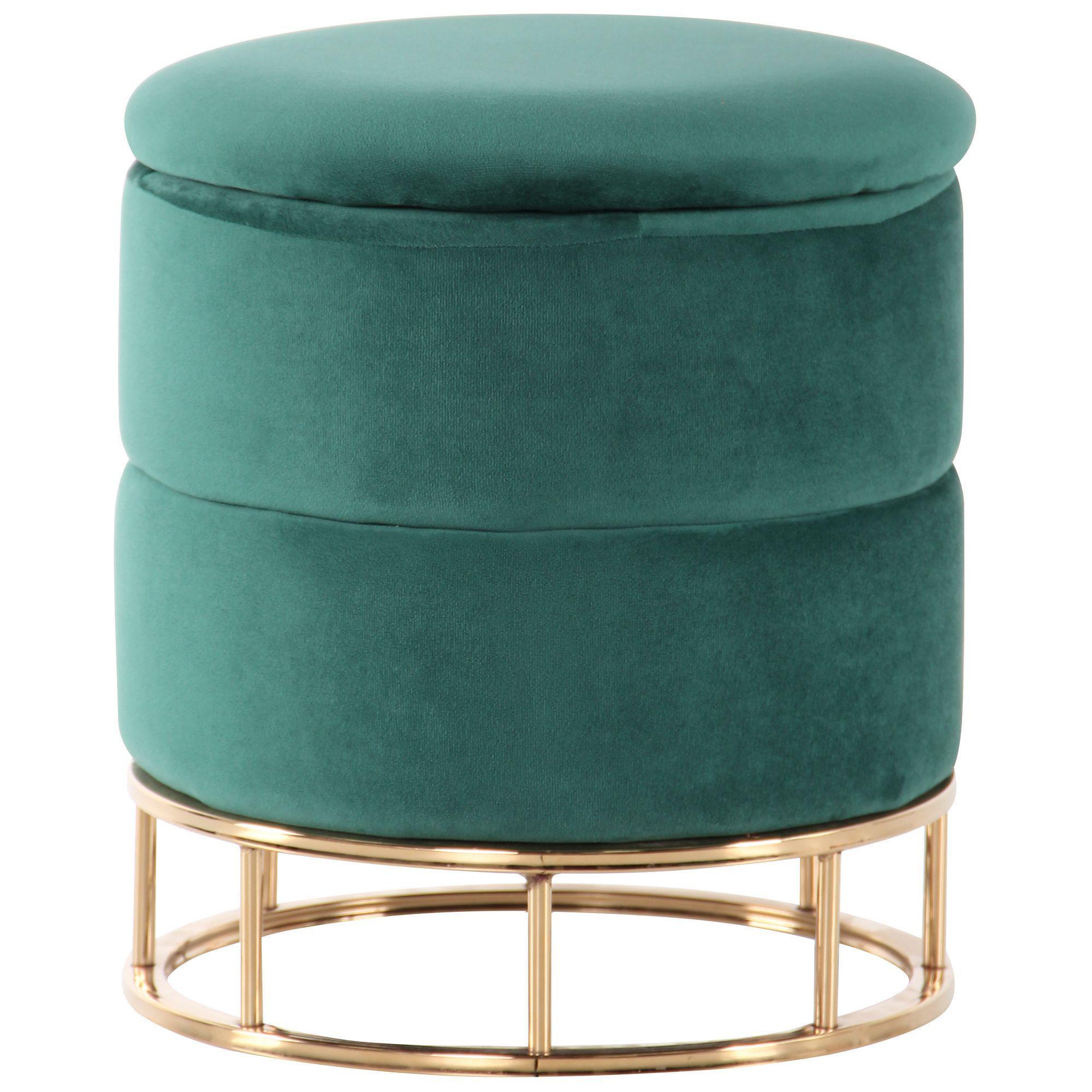 Пуф AMF Gabriel Chrom 410х370х370 сталь/текстиль Золото/Зеленый