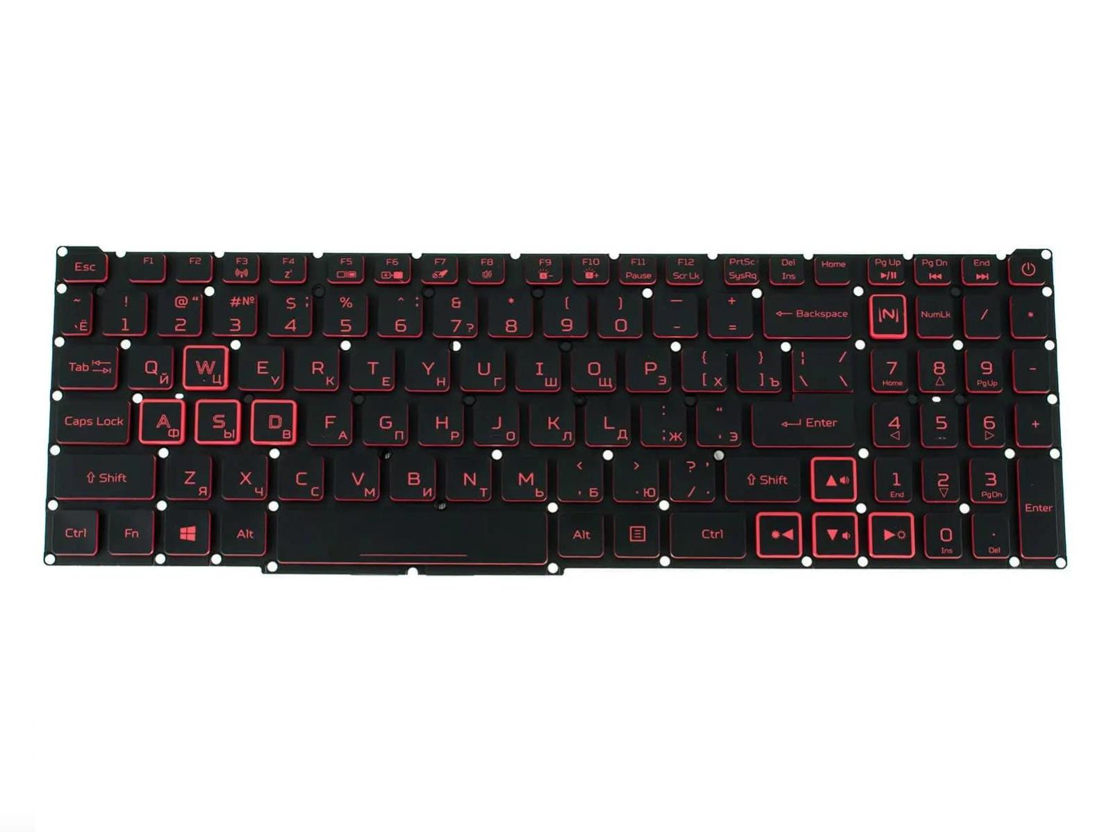 Клавіатура для ноутбуків Acer Nitro 5 AN515-43/AN515-54/Nitro 7 AN715-51/PH315-52/PH315-53/PH317-53 з підсвіткою Red (10110)