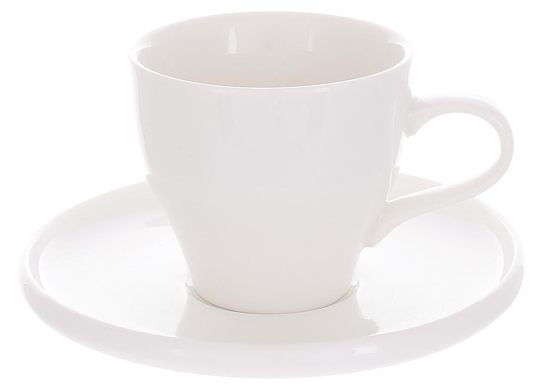 Кофейный набор фарфоровых чашек с блюдцем BonaDi Belle 200 мл 6 шт. Белый (991-004)