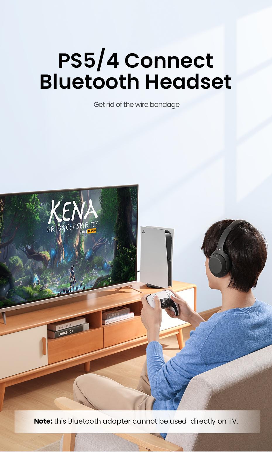 Адаптер UGREEN Bluetooth 5.0 передавач USB для PS4/4 Pro/5/Nintedo Switch/PlayStation Чорний (10928) - фото 3