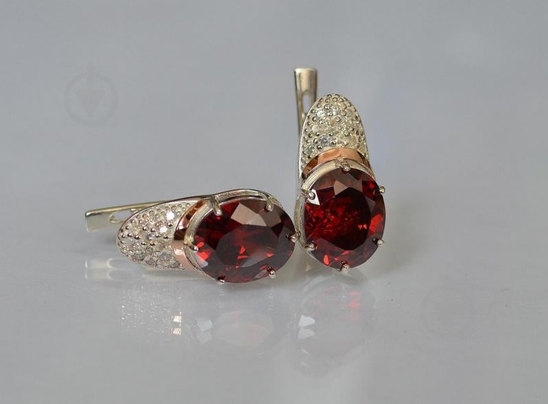 Серебряные серьги Sil с золотыми накладками 122s-3 Гранат (Sil-749)