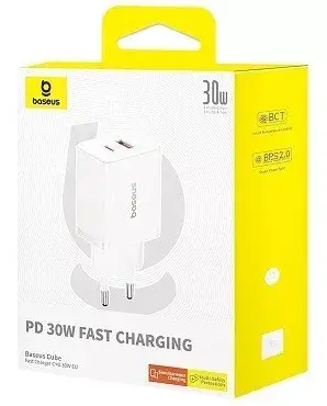 Зарядний пристрій мережевий BASEUS Cube Fast Charger USB/Type-C P10111404213-00 30W White - фото 4