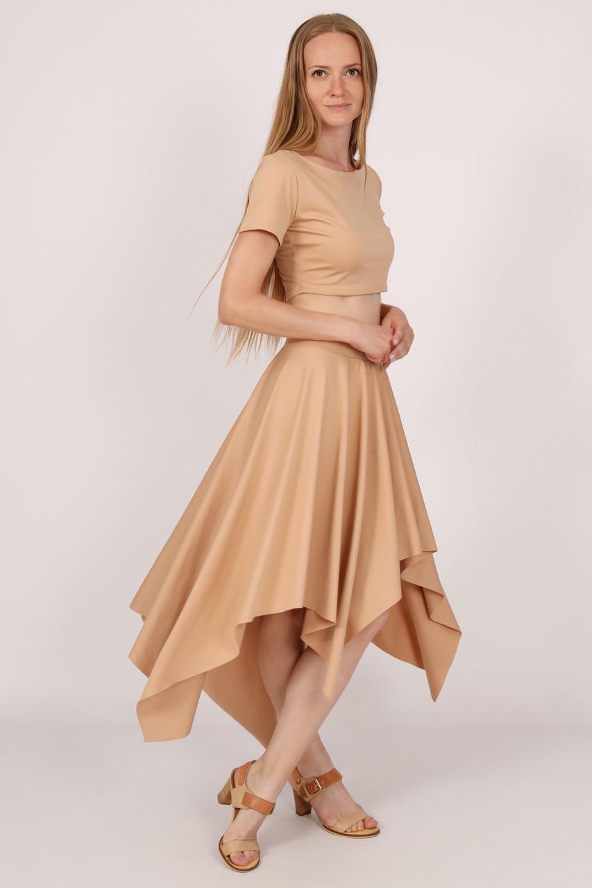 Спідниця жіноча літня асиметрична сонце р. 42 Бежевий (2493032696) - фото 5