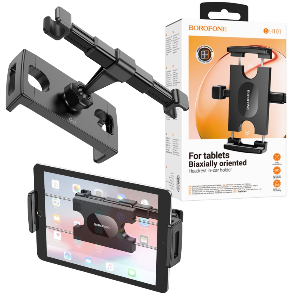 Держатель для телефона в машину Borofone на подголовник 4,7-12,9" Черный (BH101) - фото 6
