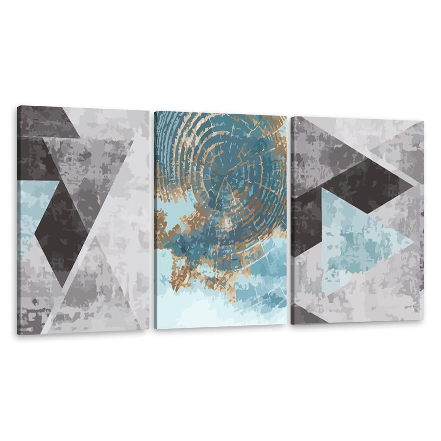 Картина на полотні Абстрактні золоті кола і темні фігури 156x67 см (V59-3_L)