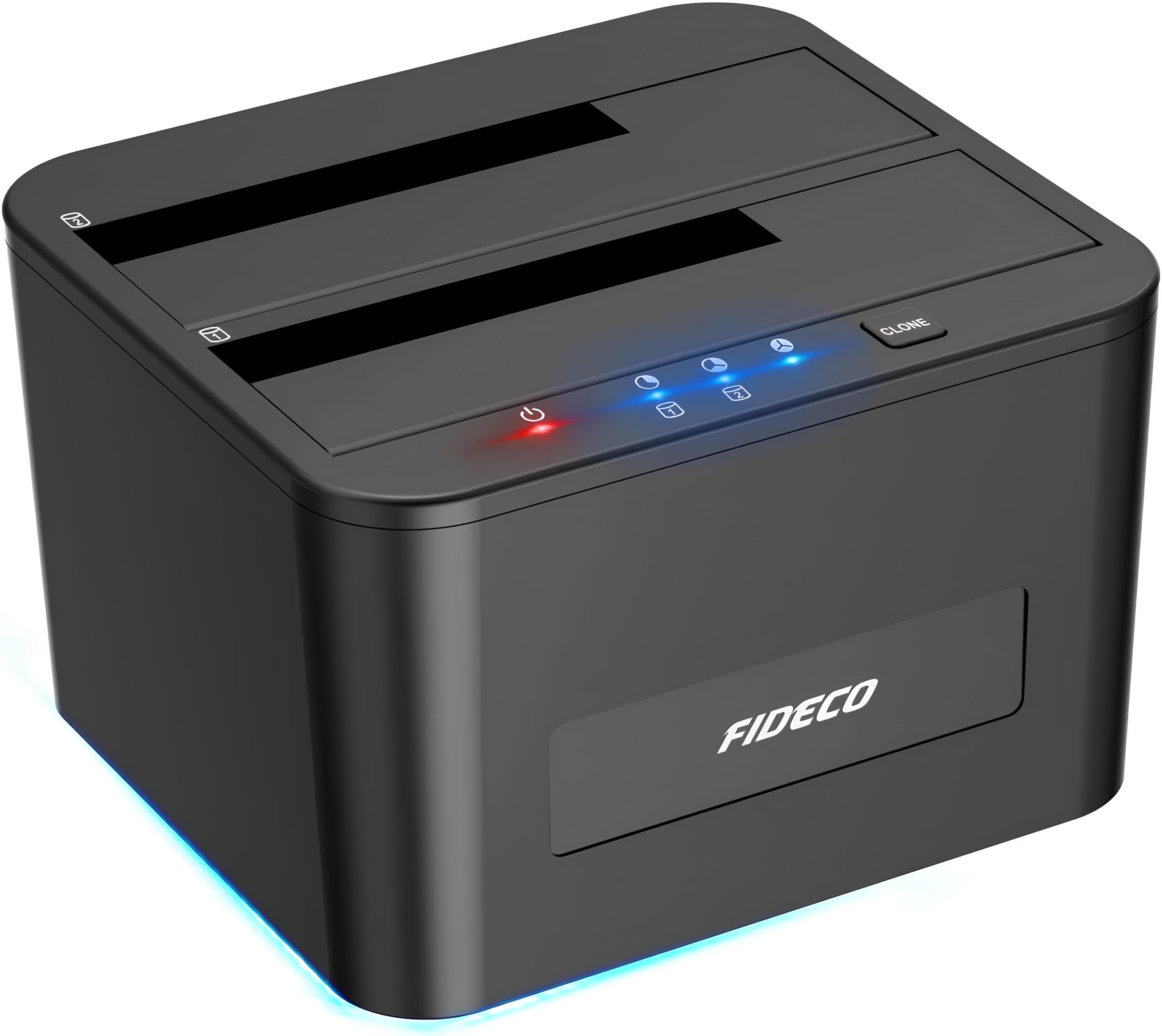 Док-станция клонировщик Fideco для двух HDD 2,5"/3,5" SATA/SSD USB 3.0 Черный (FDS1SA0SA2PB 2605)