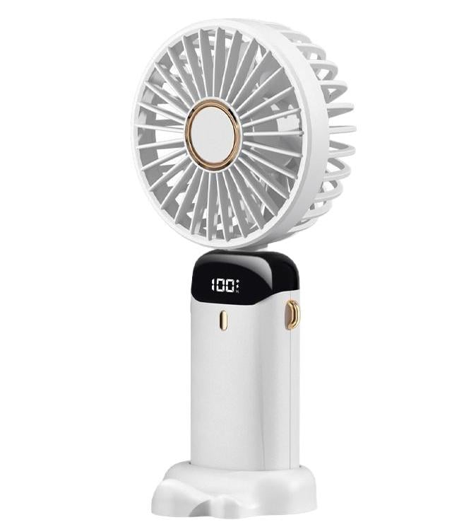 Аккумуляторный вентилятор компактный с 5 скоростями и дисплеем заряда Белый (U9712)