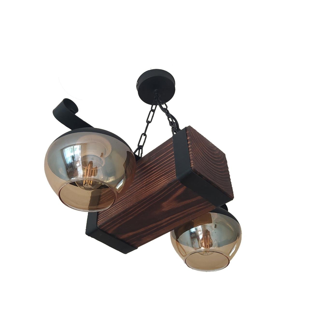 Люстра деревянная подвесная Light House LPR-20112/2P Черный/Коричневый (112221)