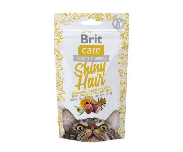 Ласощі для котів Brit Care Cat Snack Shiny Hair для підтримки краси шкіри і шерсті 50 г