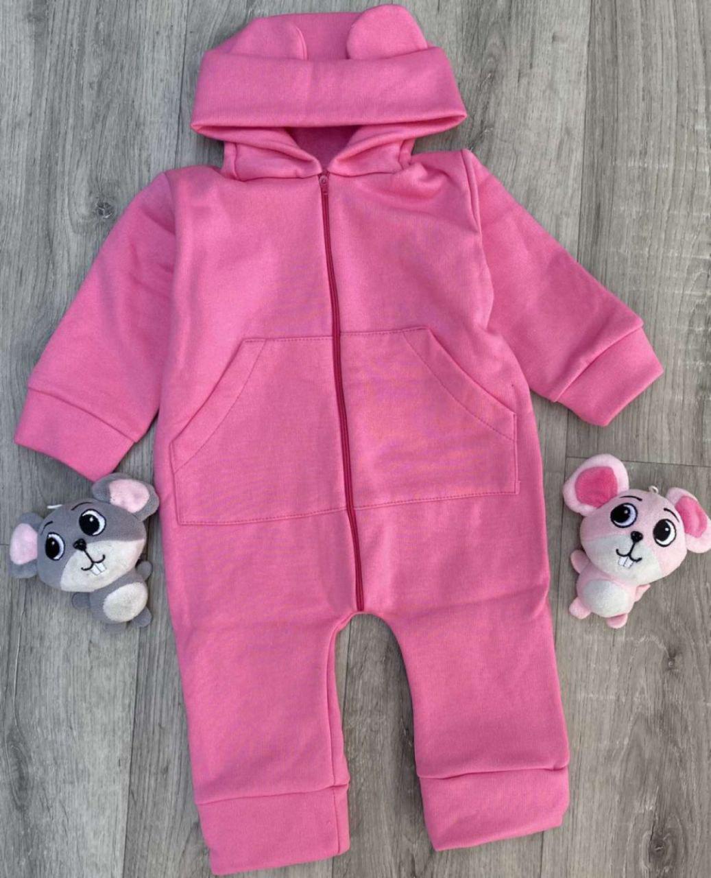 Ромпер теплый детский на 2-3 года 92 см Розовый (29829346)