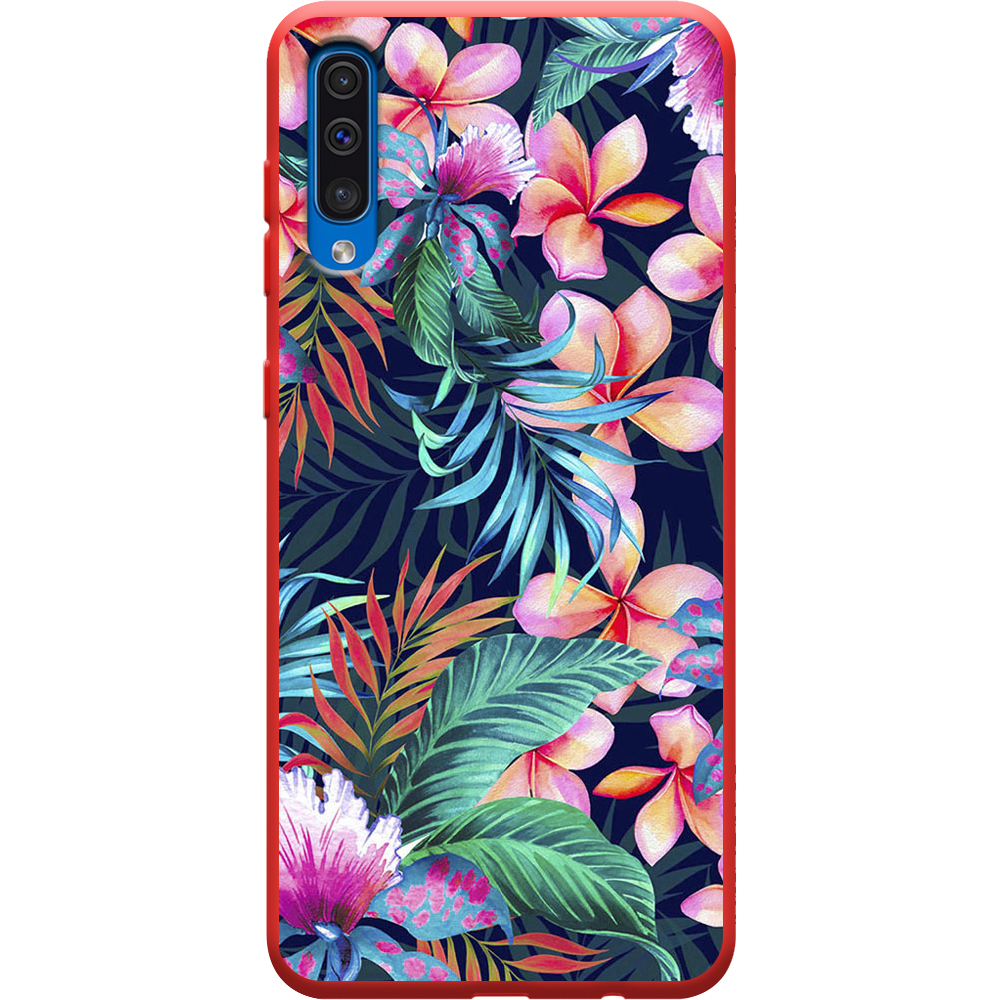 Чехол Boxface Samsung A505 Galaxy A50 flowers in the tropics Красный силикон (36417-up1971-37013)