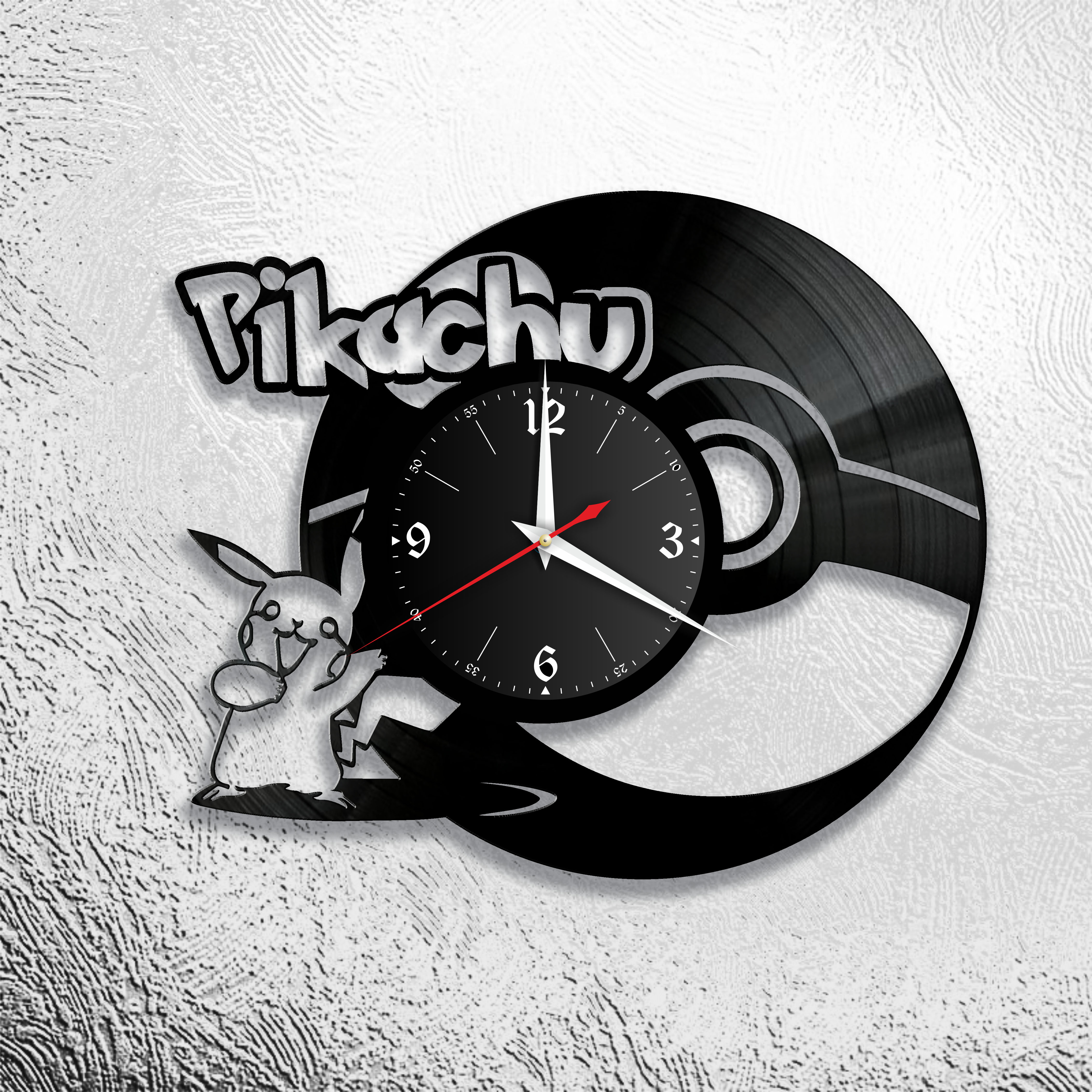 Часы настенные Пикачу 0836 из виниловой пластинки